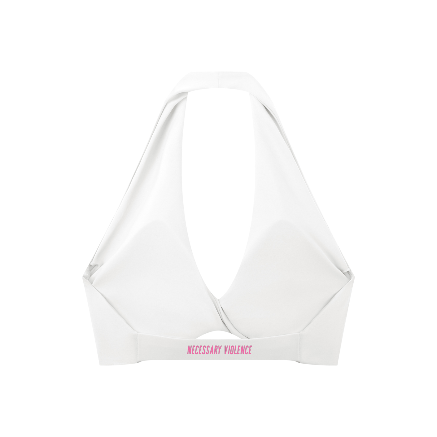 Women's Pleated Halter Sports Bra Pink Logo