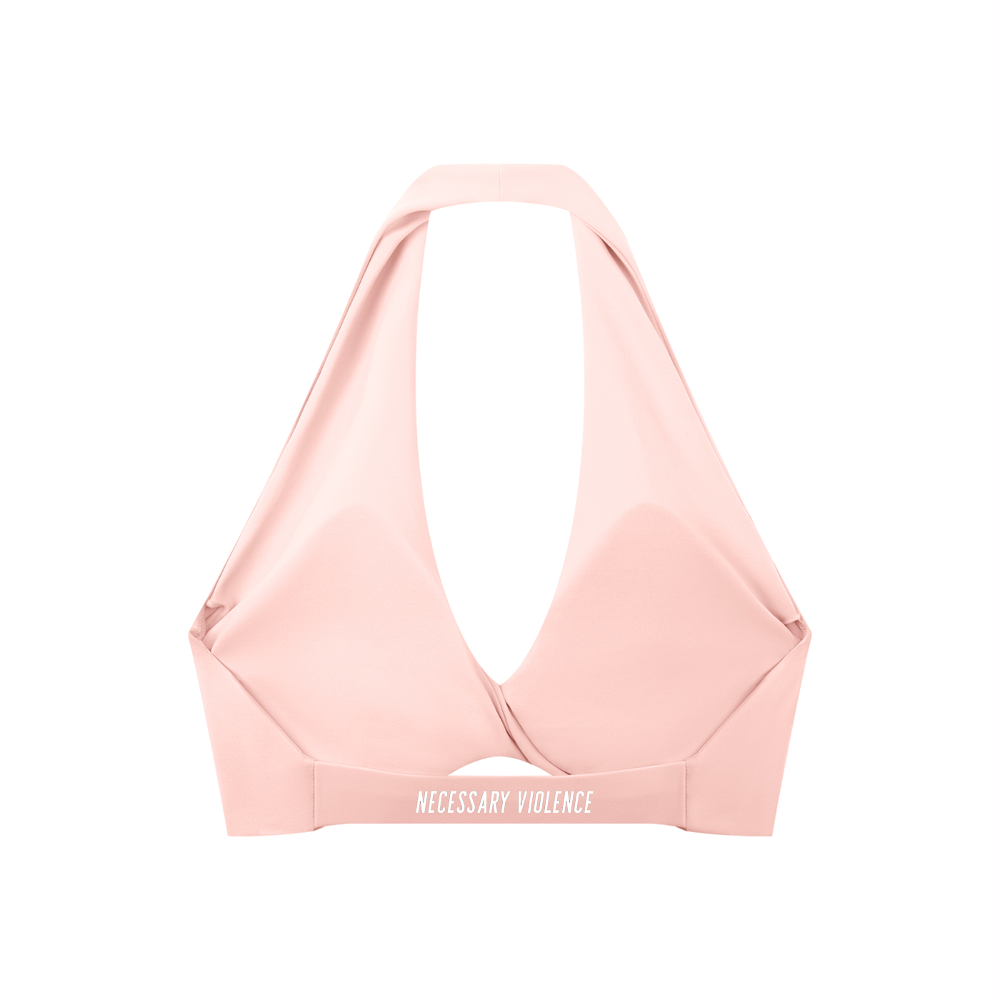 Women's Pleated Halter Sports Bra White Logo