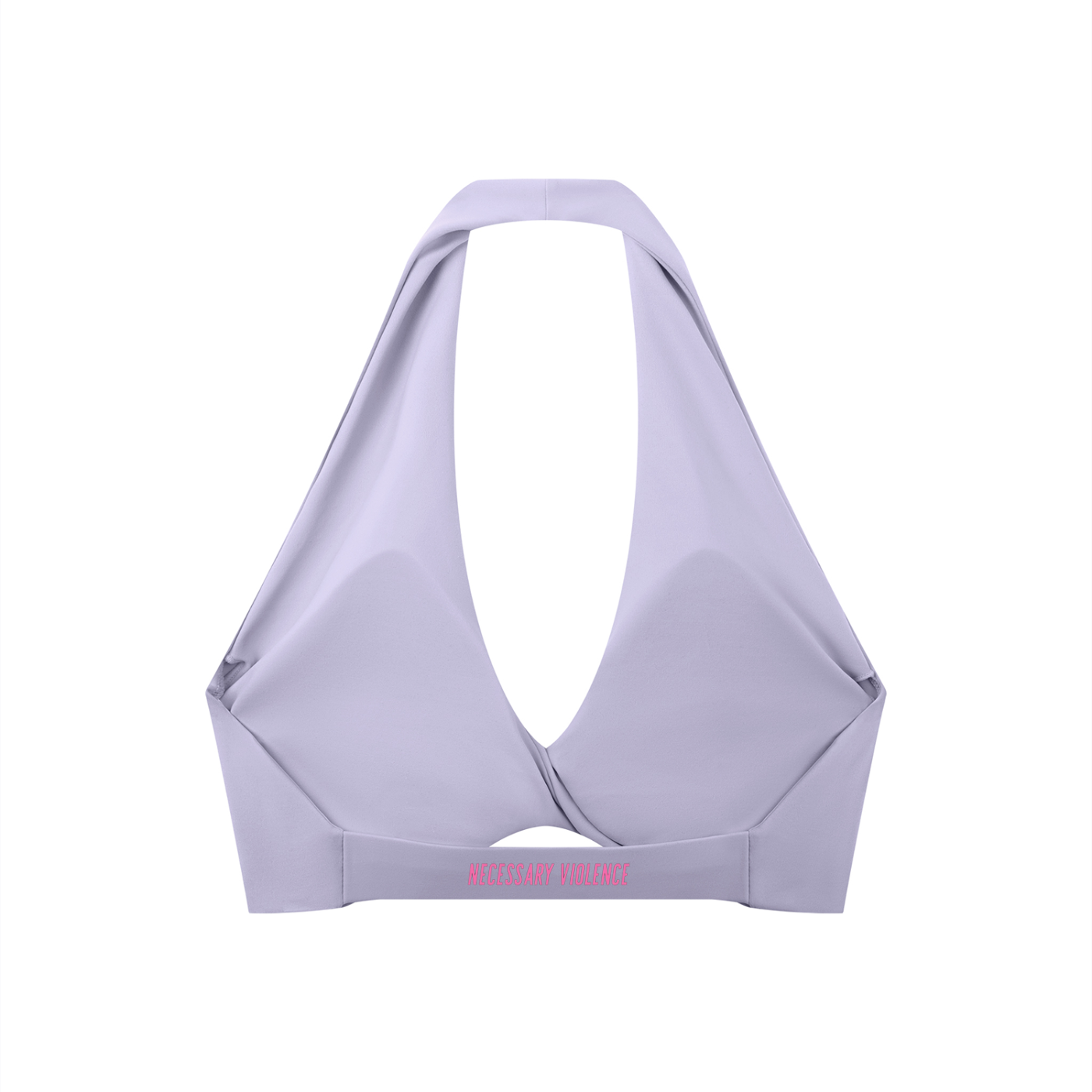 Women's Pleated Halter Sports Bra Pink Logo