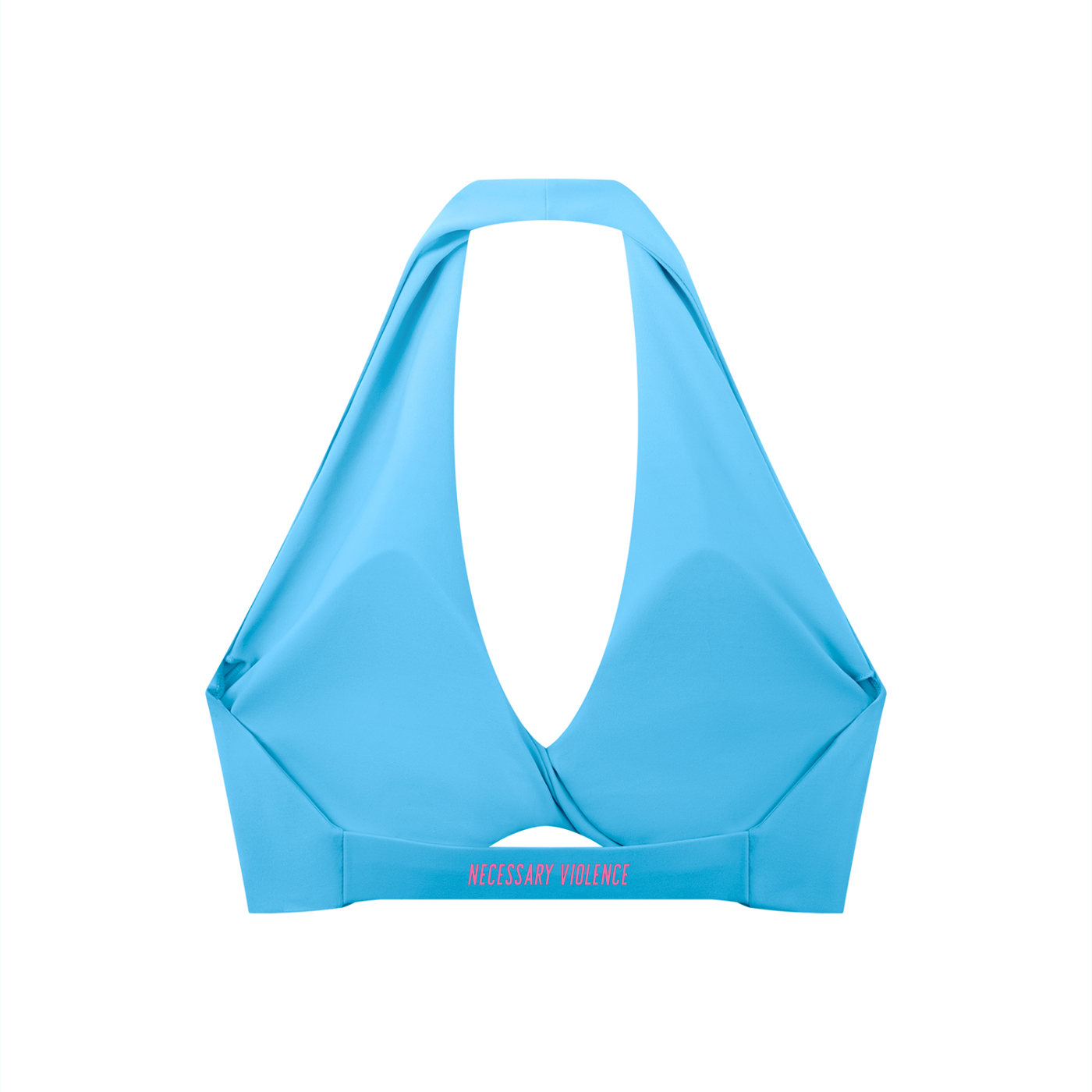 Women's Pleated Halter Sports Bra Pink Logo