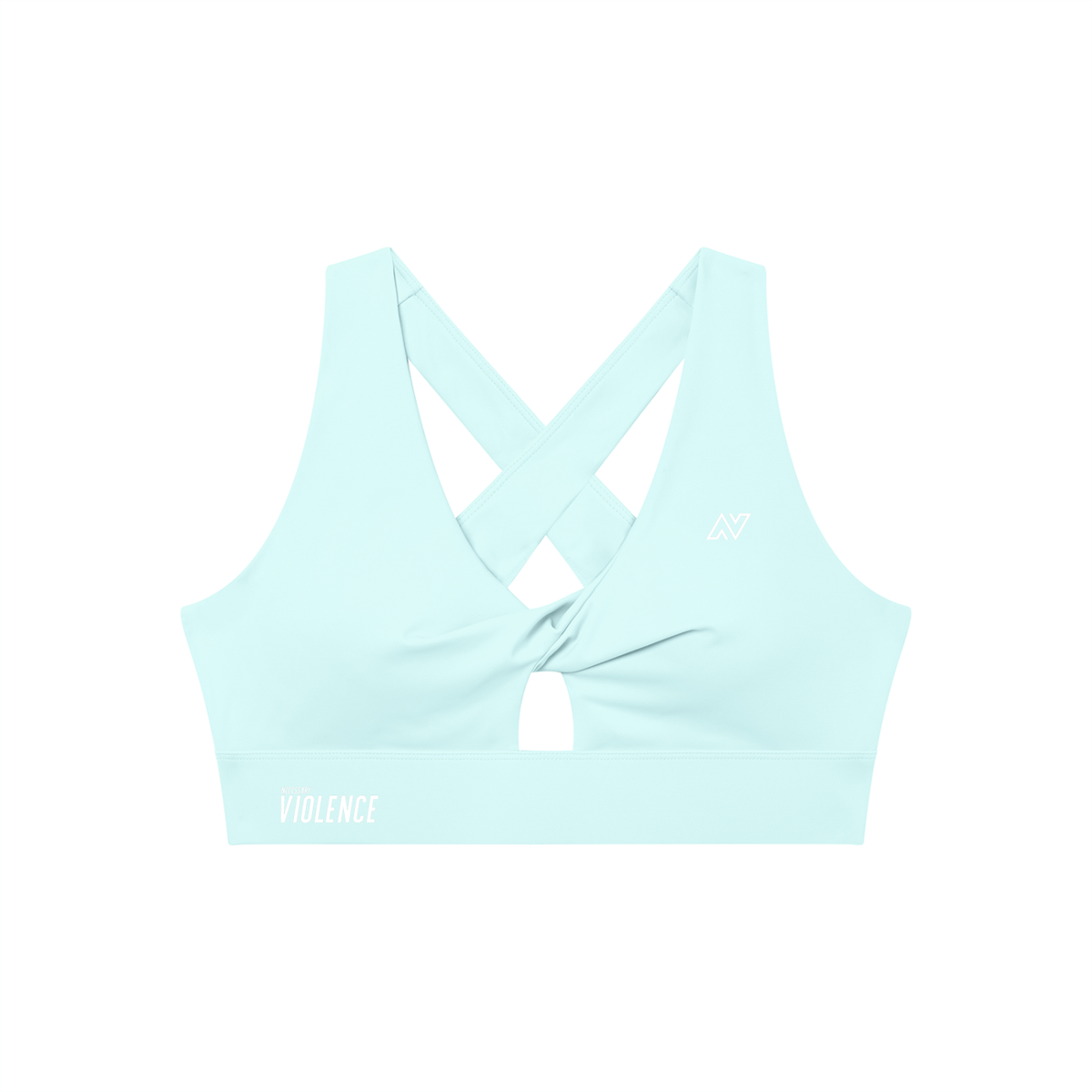 Women's Twist Front V-Neck Sports Bra White Logo