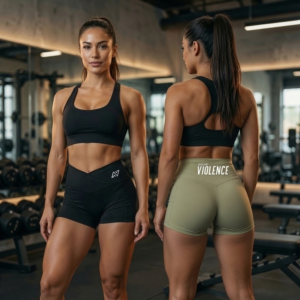 Women’s High Rise Pocket Yoga Shorts White Logo