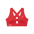 Women's Twist Front V-Neck Sports Bra White Logo