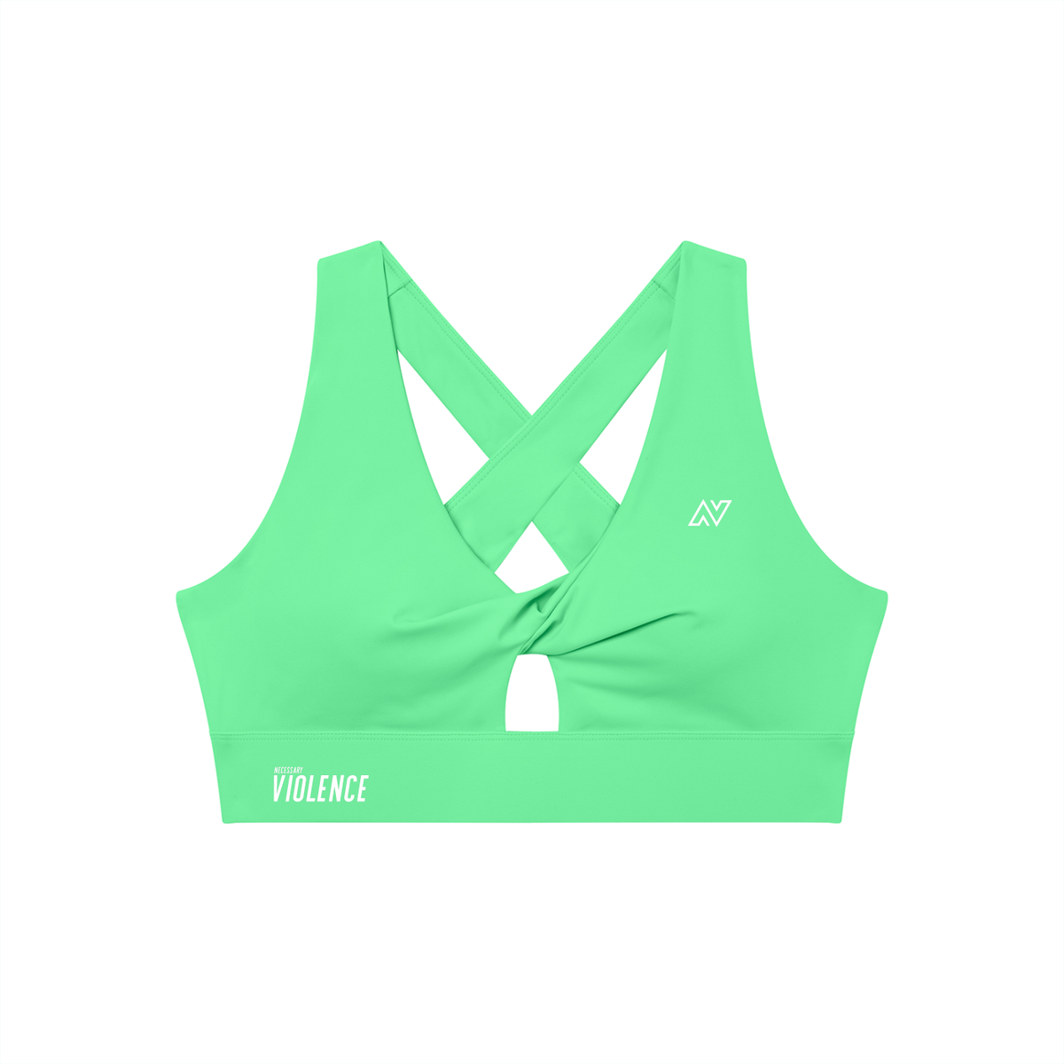 Women's Twist Front V-Neck Sports Bra White Logo