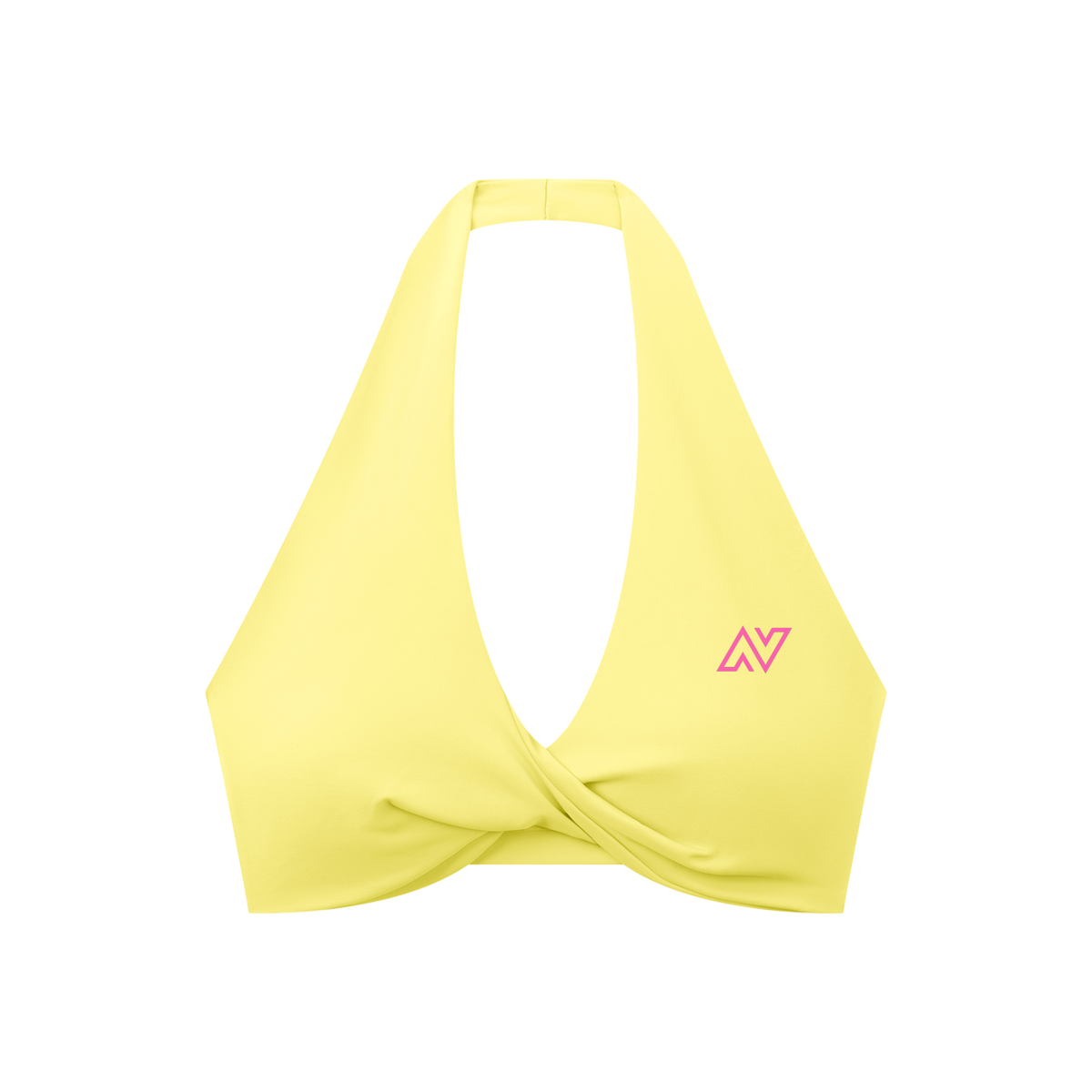 Women's Pleated Halter Sports Bra Pink Logo