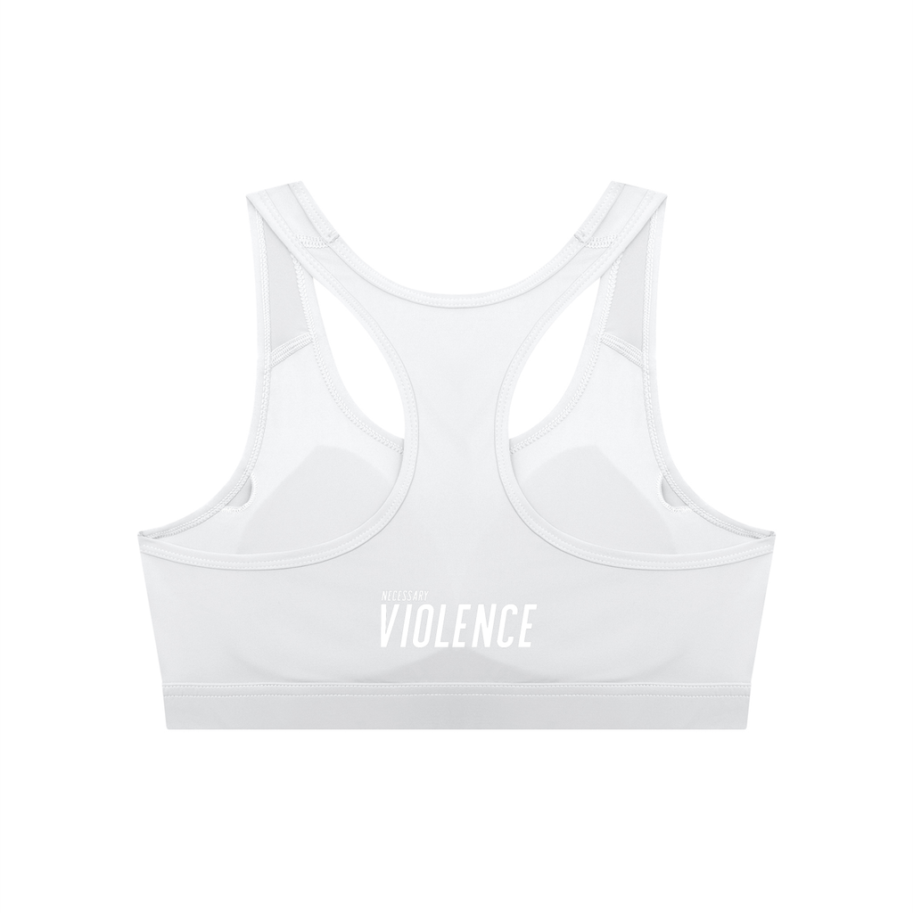 Women's Cropped Sports Bra White Logo