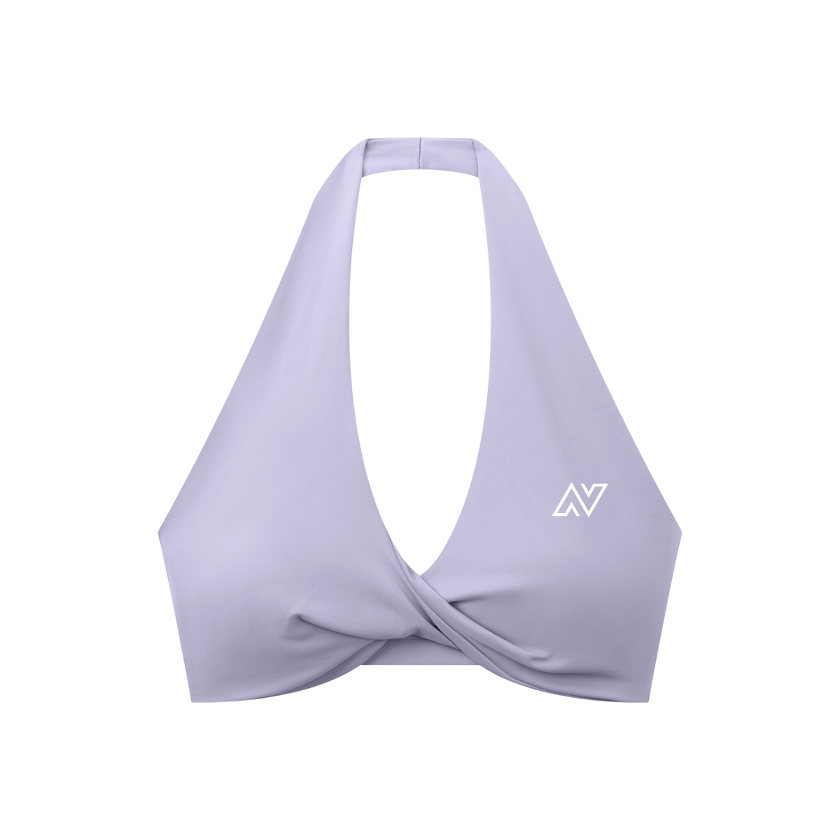 Women's Pleated Halter Sports Bra White Logo