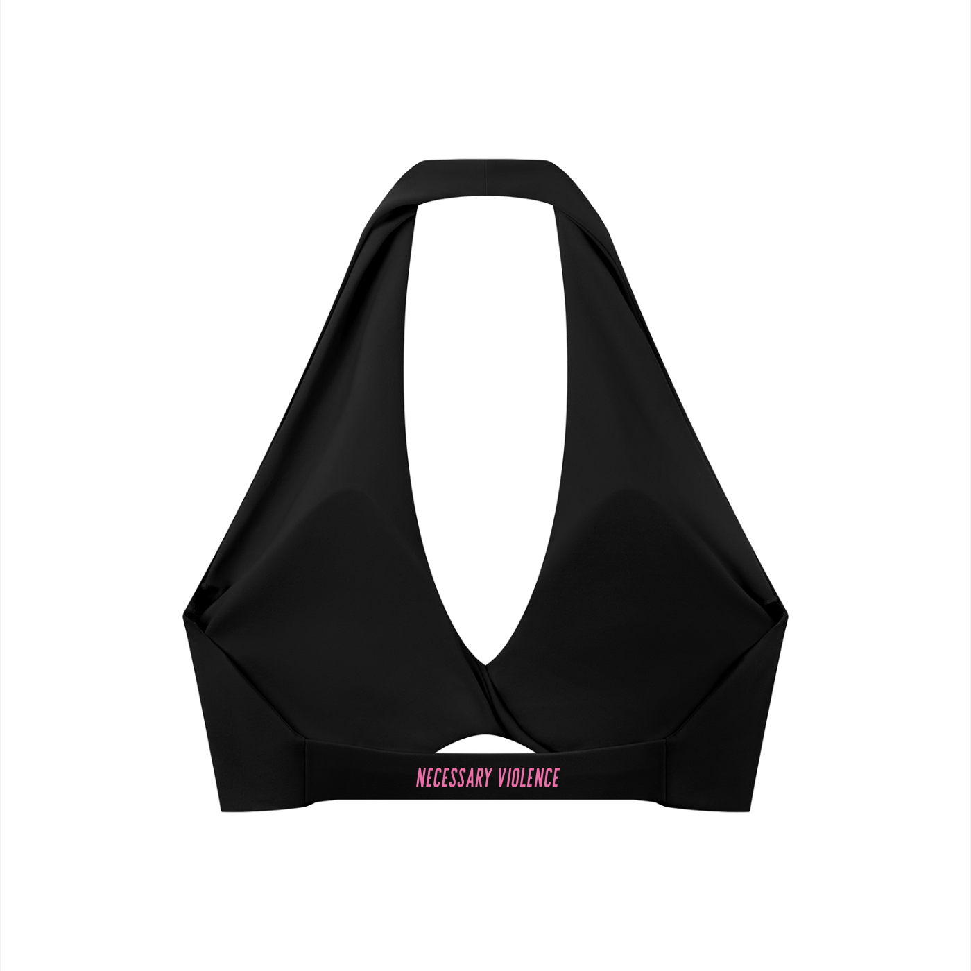 Women's Pleated Halter Sports Bra Pink Logo