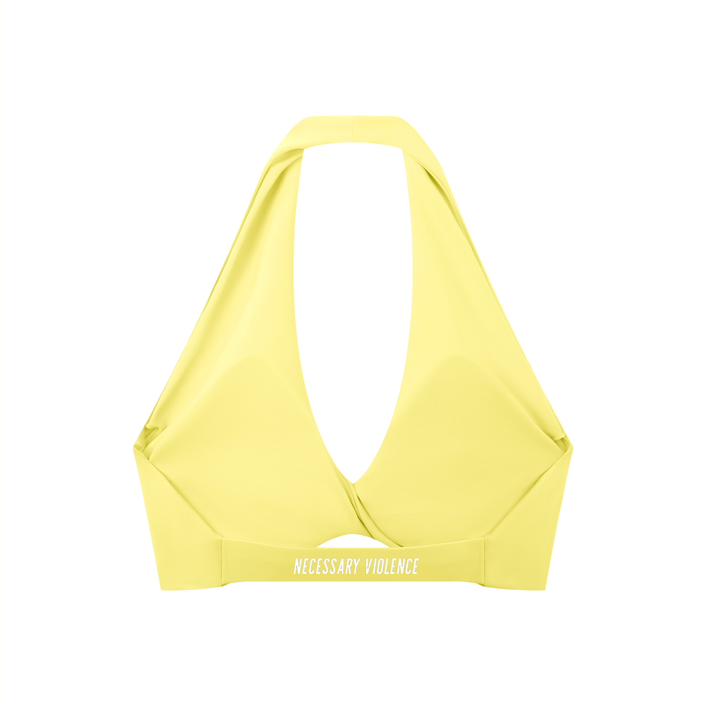 Women's Pleated Halter Sports Bra White Logo