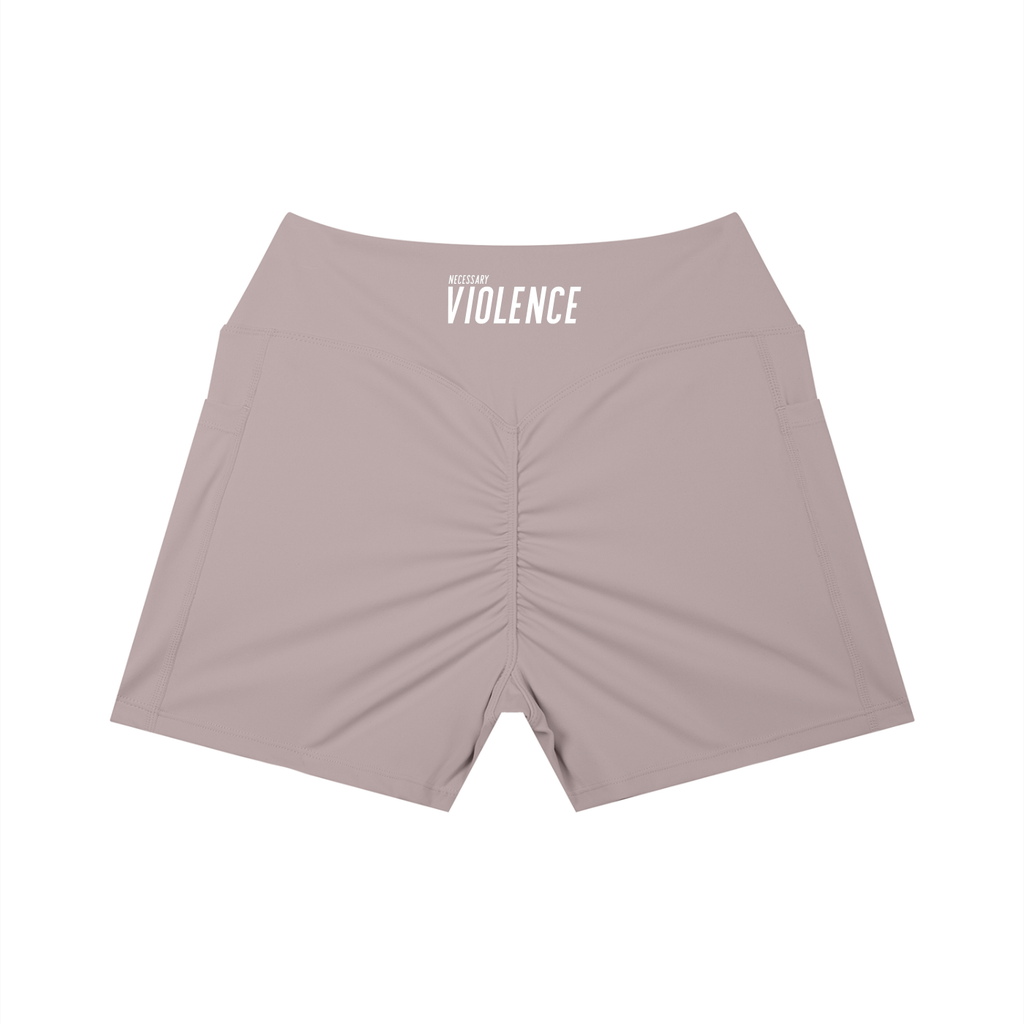 Women’s High Rise Pocket Yoga Shorts White Logo