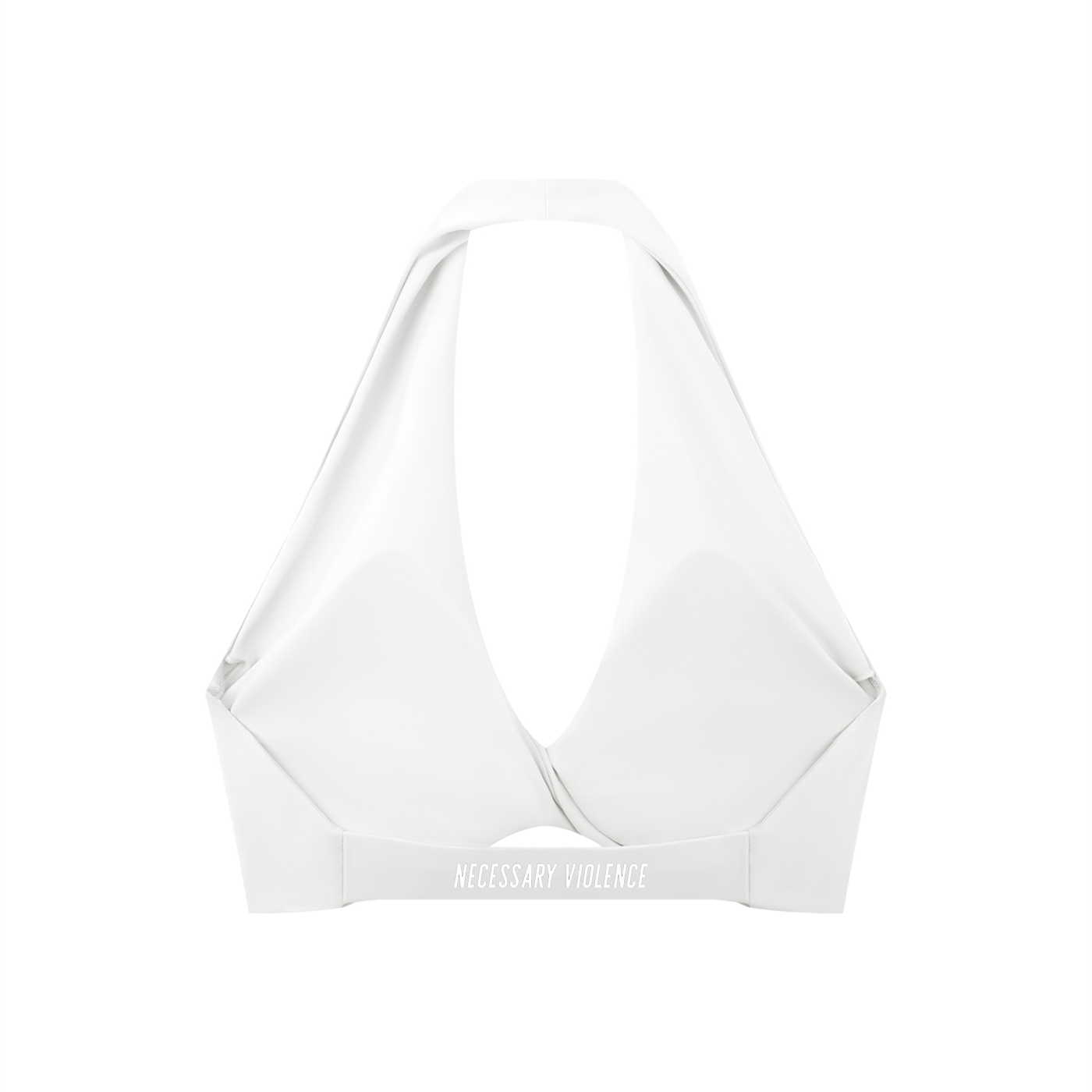 Women's Pleated Halter Sports Bra White Logo