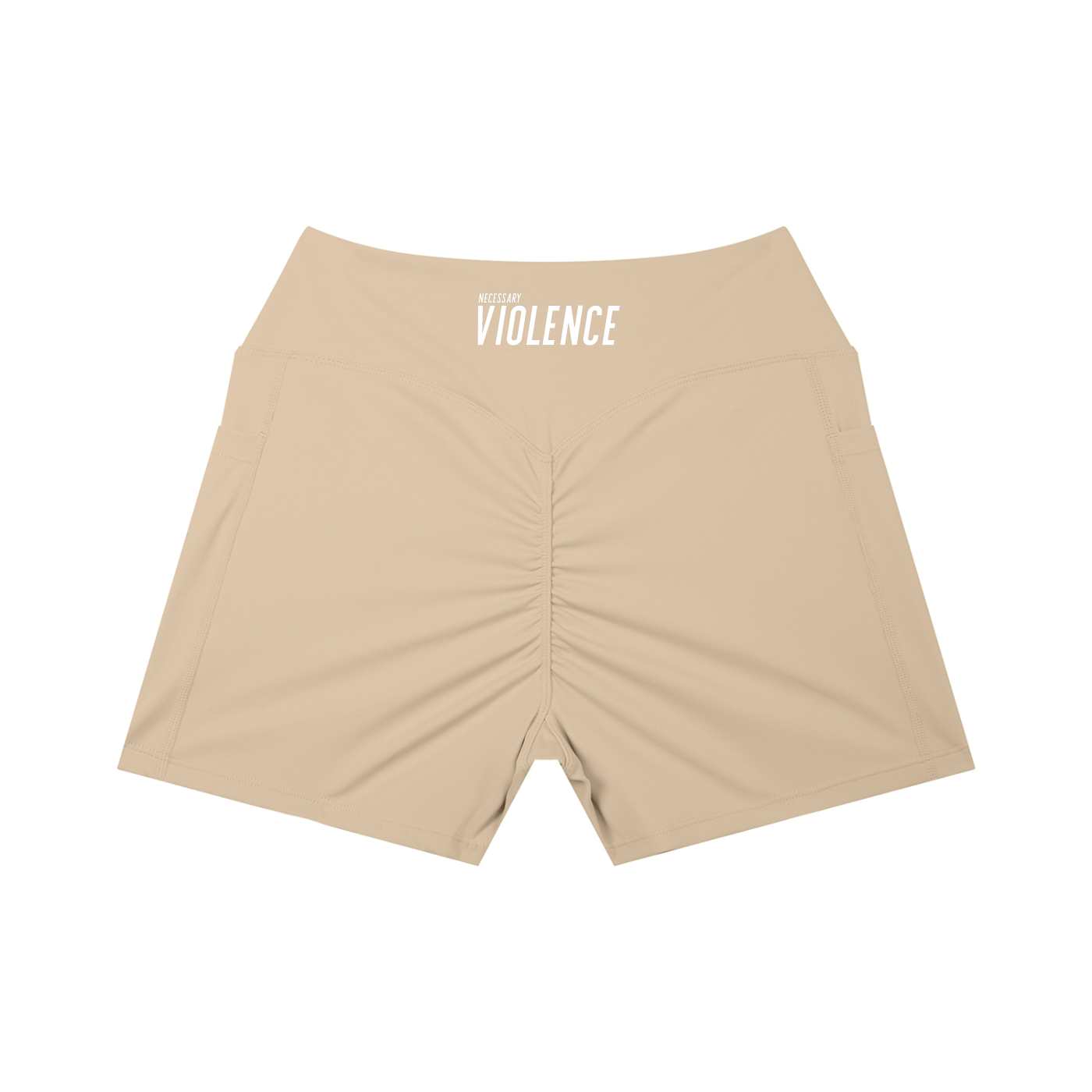 Women’s High Rise Pocket Yoga Shorts White Logo