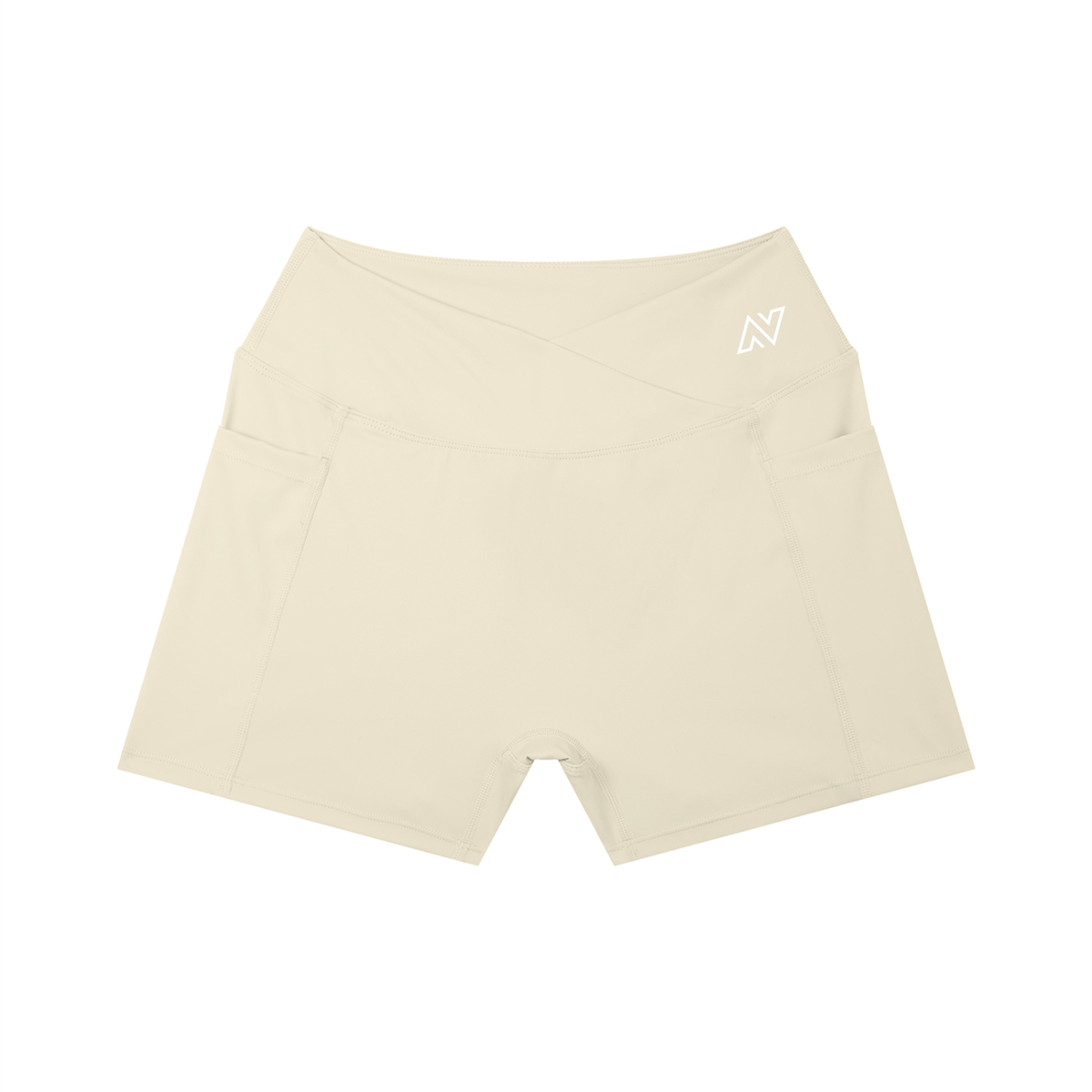 Women’s High Rise Pocket Yoga Shorts White Logo