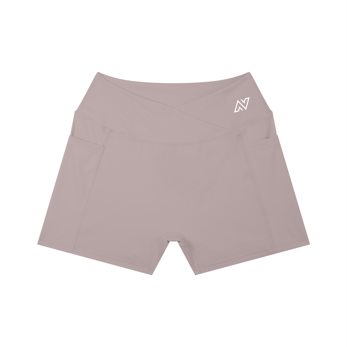 Women’s High Rise Pocket Yoga Shorts White Logo