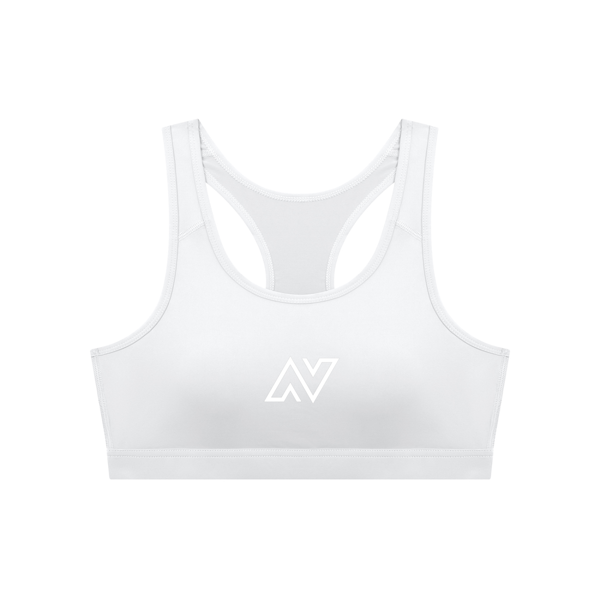 Women's Cropped Sports Bra White Logo