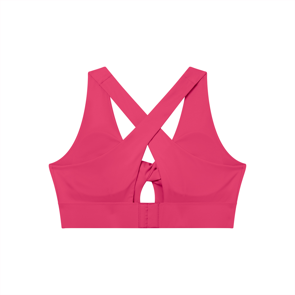 Women's Twist Front V-Neck Sports Bra White Logo