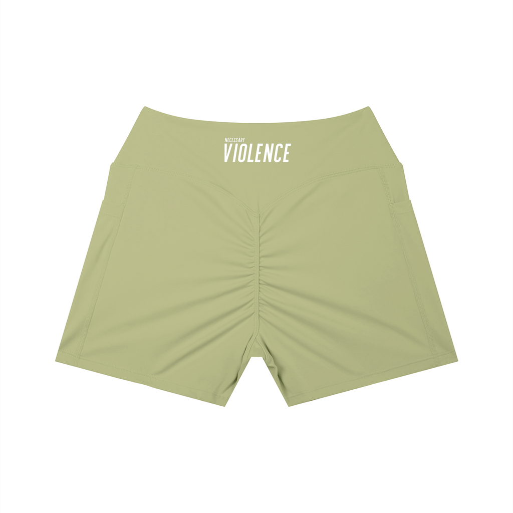 Women’s High Rise Pocket Yoga Shorts White Logo