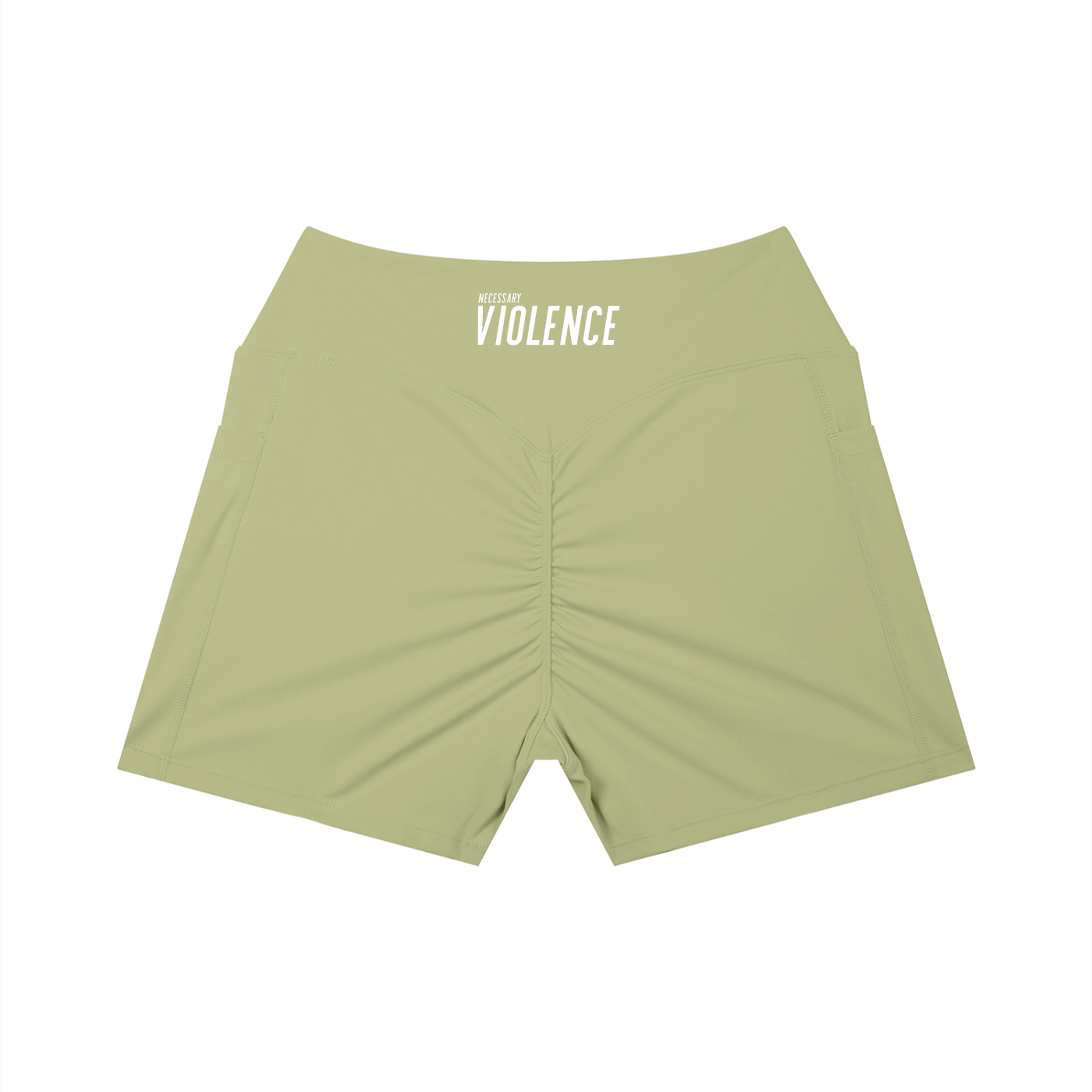 Women’s High Rise Pocket Yoga Shorts White Logo