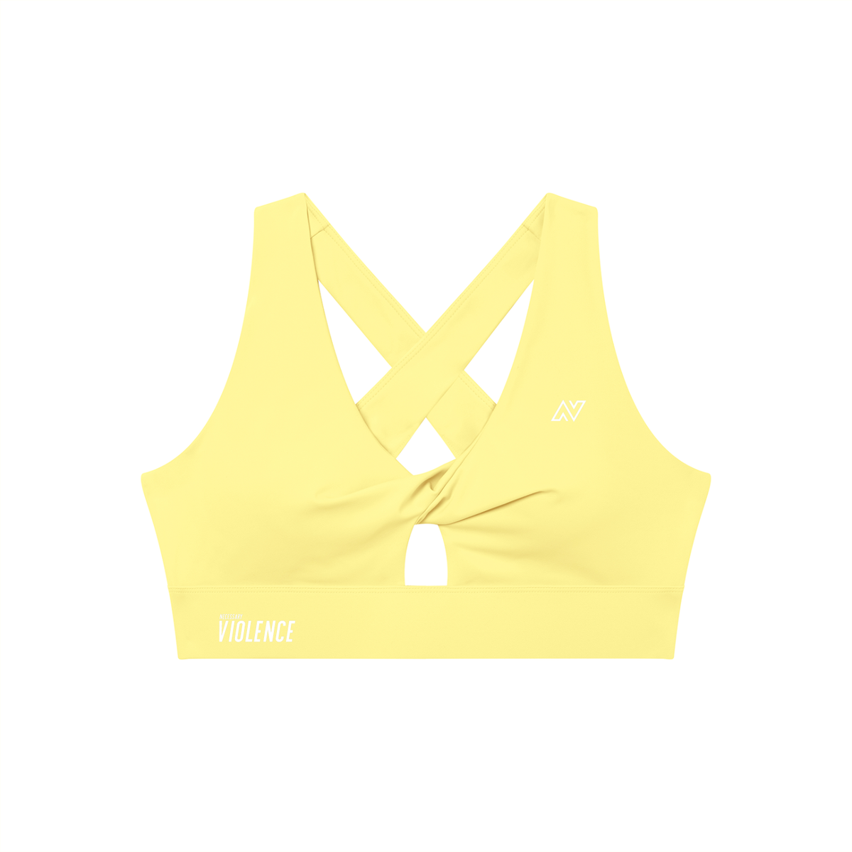 Women's Twist Front V-Neck Sports Bra White Logo