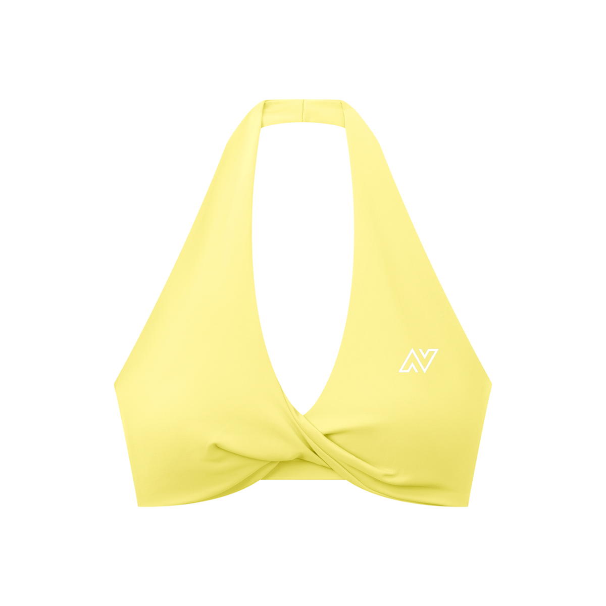 Women's Pleated Halter Sports Bra White Logo