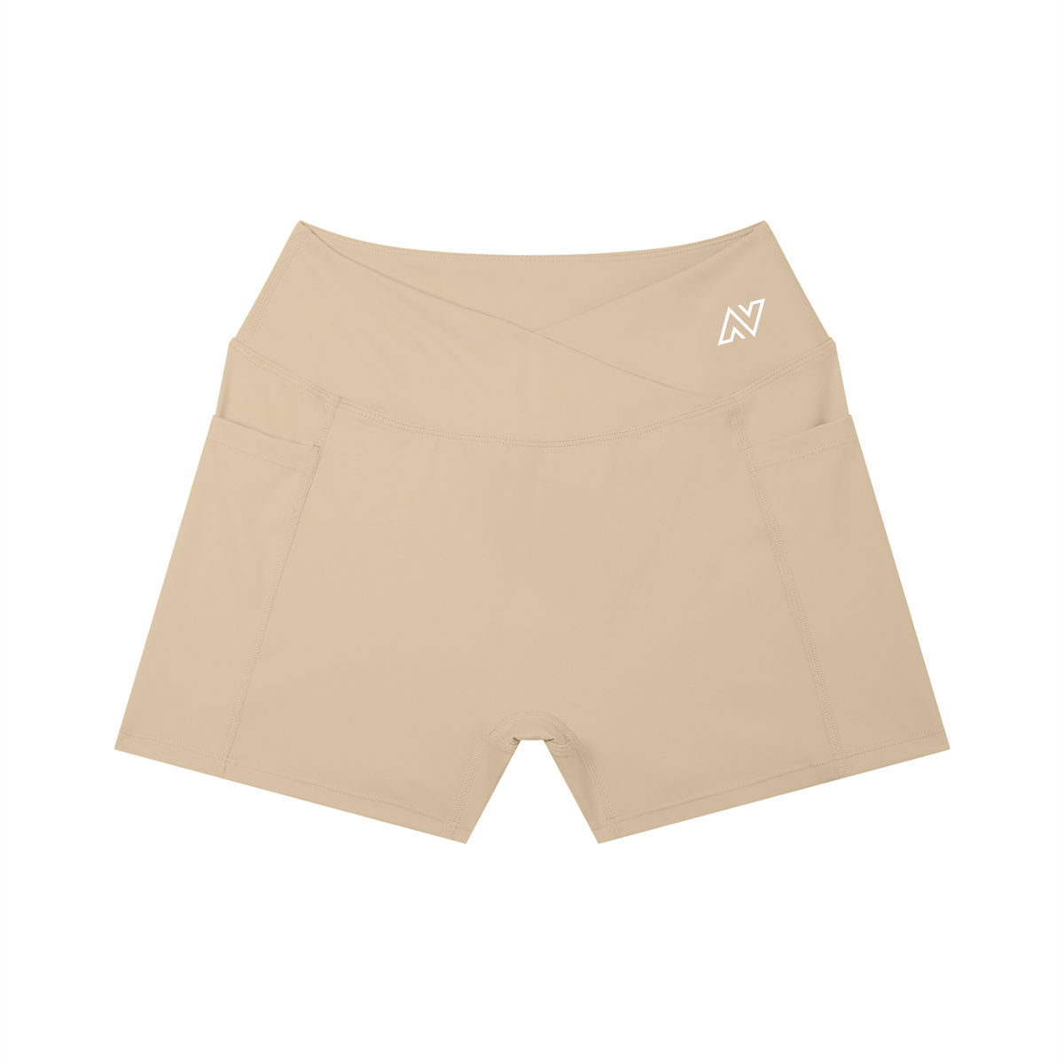 Women’s High Rise Pocket Yoga Shorts White Logo
