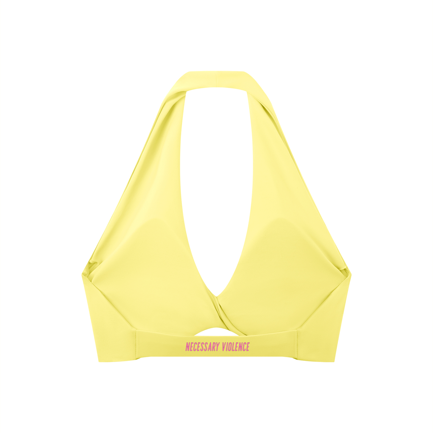 Women's Pleated Halter Sports Bra Pink Logo