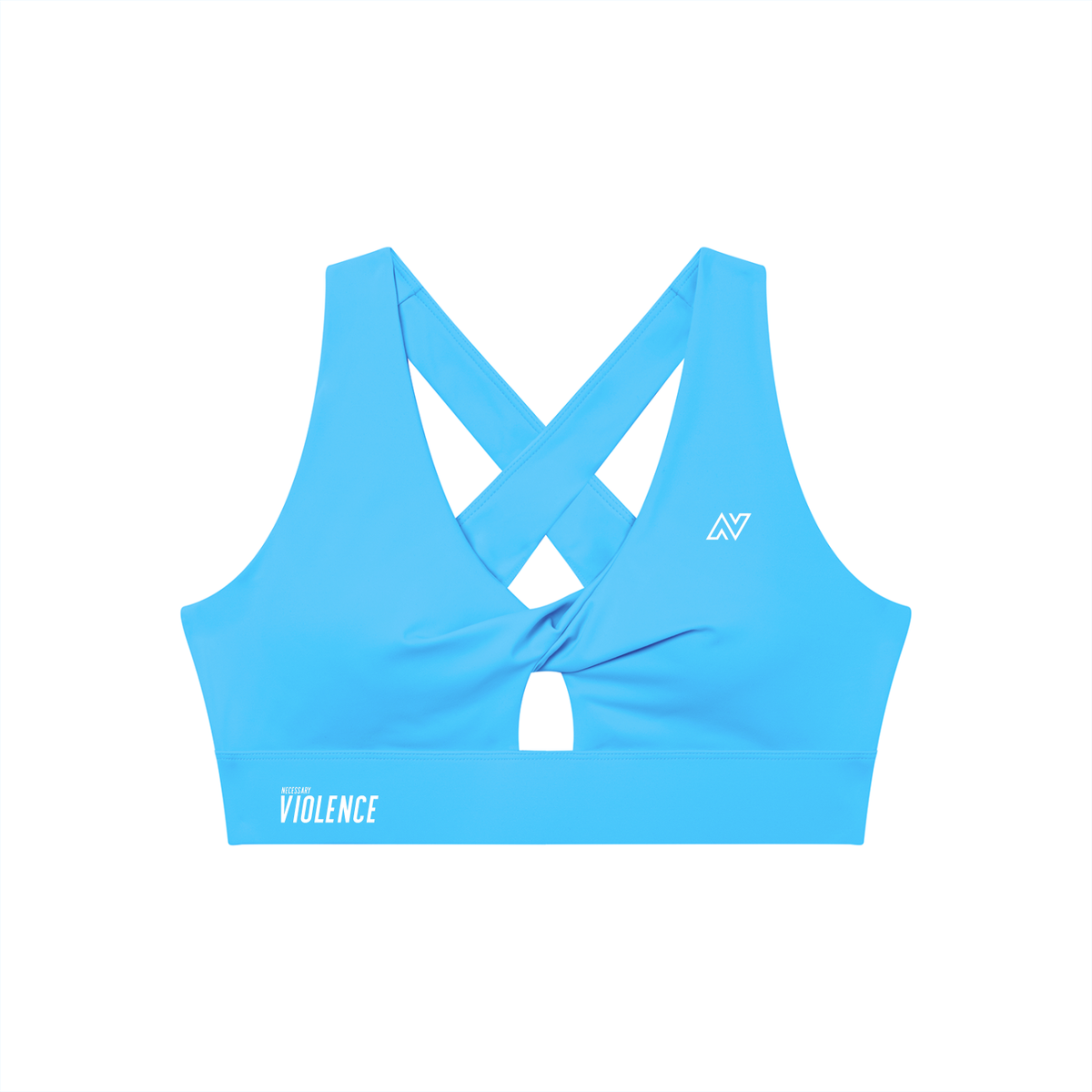 Women's Twist Front V-Neck Sports Bra White Logo