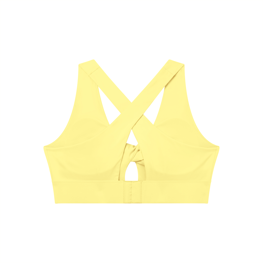 Women's Twist Front V-Neck Sports Bra White Logo
