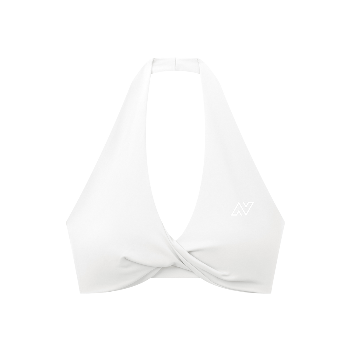 Women's Pleated Halter Sports Bra White Logo