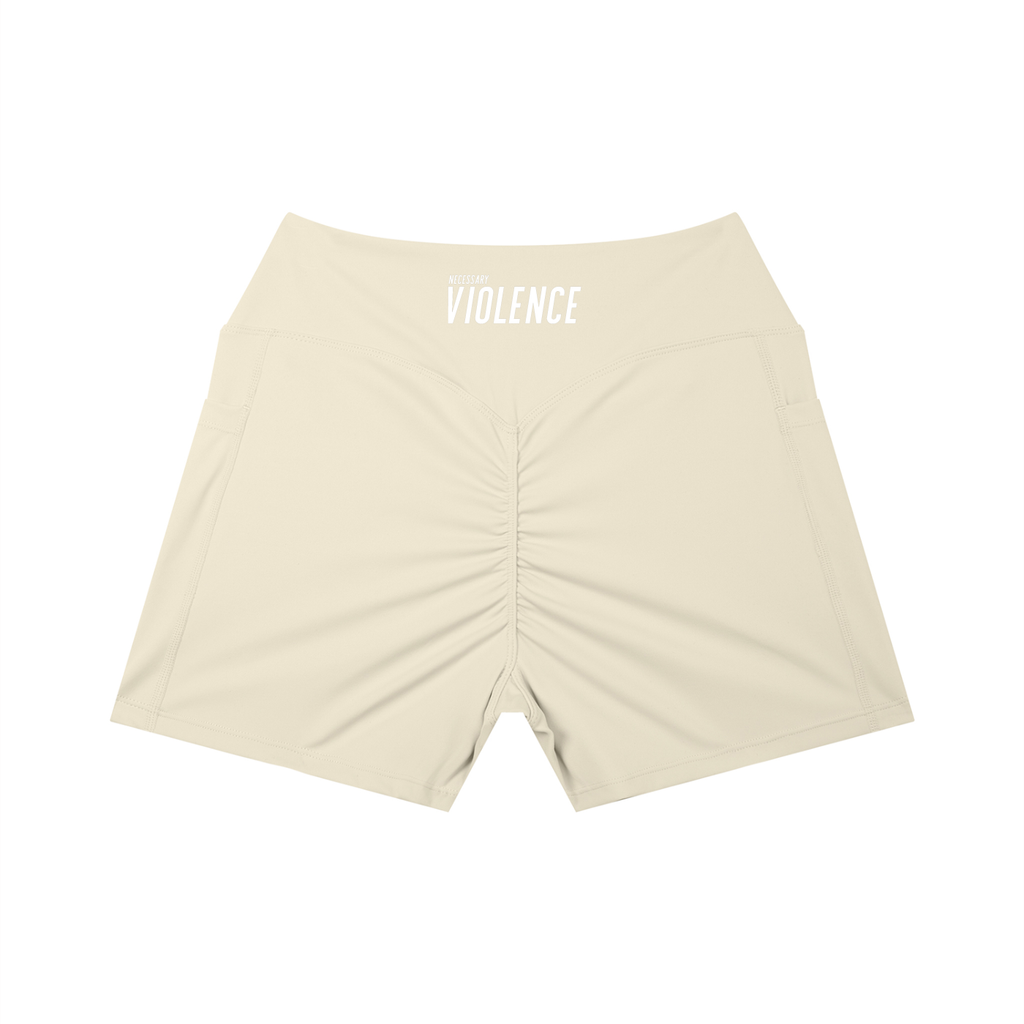 Women’s High Rise Pocket Yoga Shorts White Logo