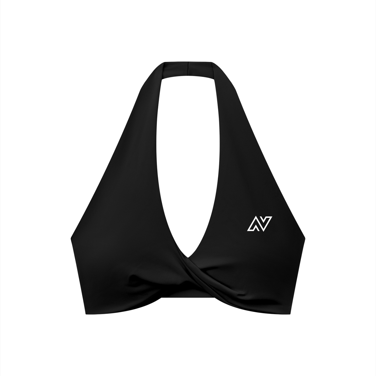 Women's Pleated Halter Sports Bra White Logo