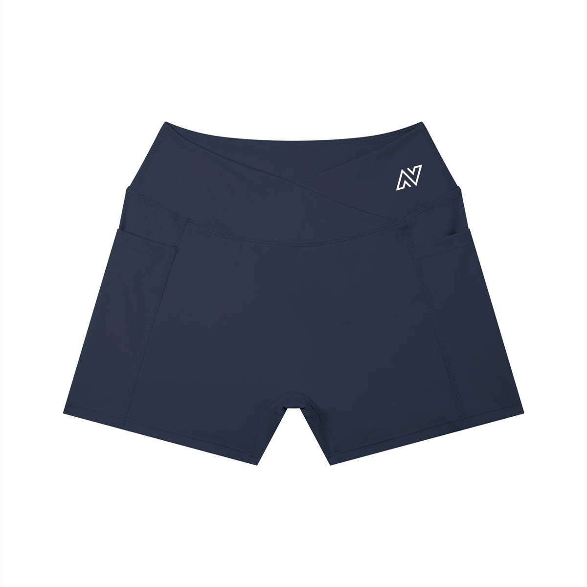Women’s High Rise Pocket Yoga Shorts White Logo