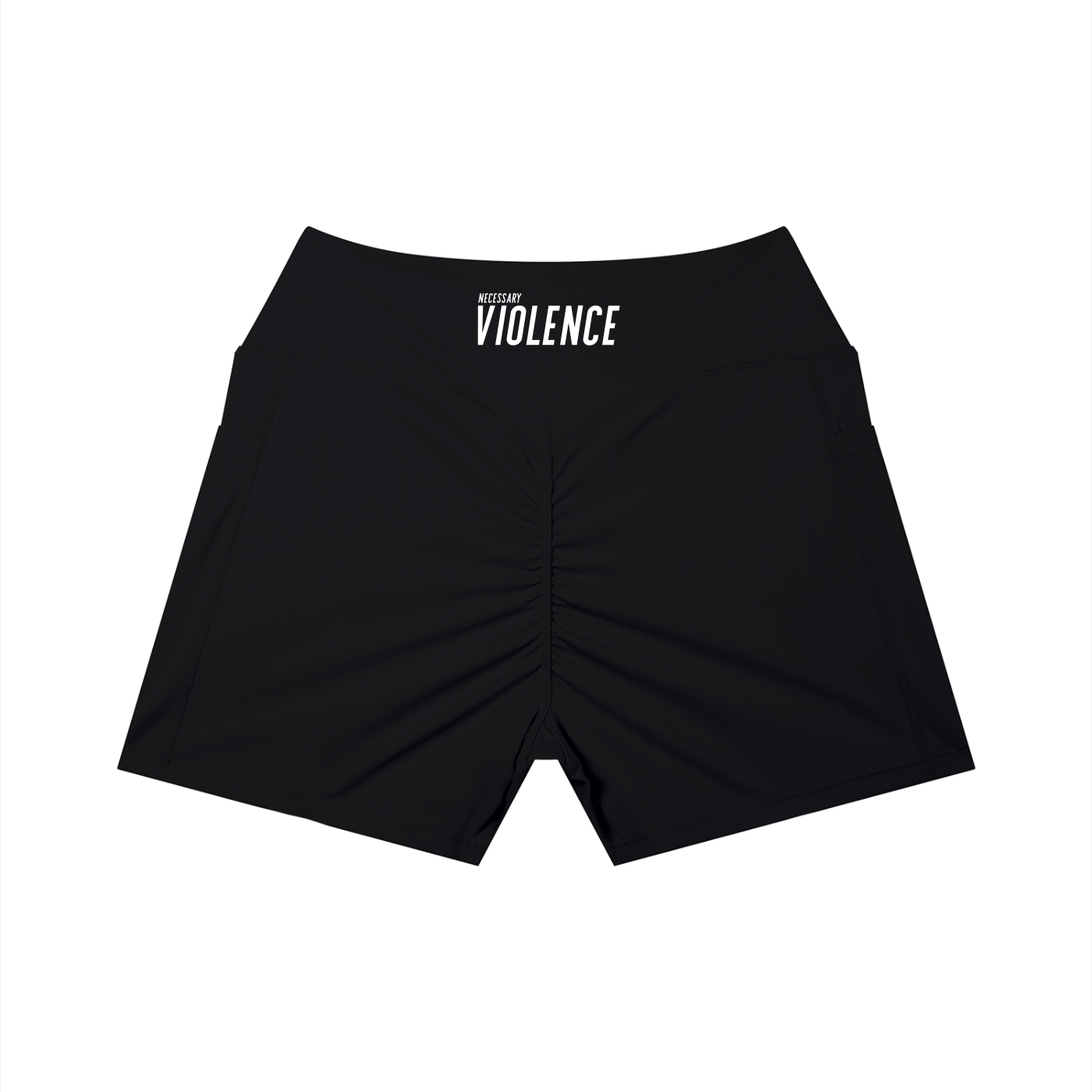 Women’s High Rise Pocket Yoga Shorts White Logo