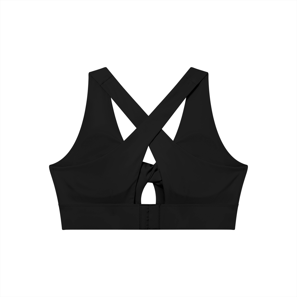 Women's Twist Front V-Neck Sports Bra White Logo