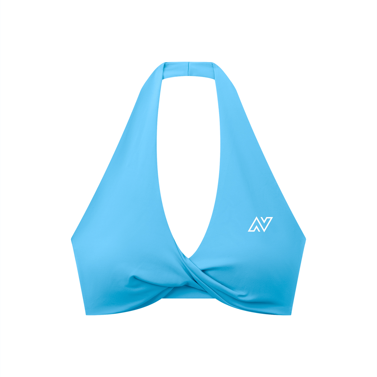 Women's Pleated Halter Sports Bra White Logo