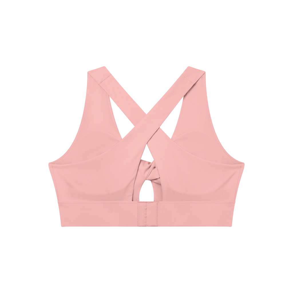 Women's Twist Front V-Neck Sports Bra White Logo