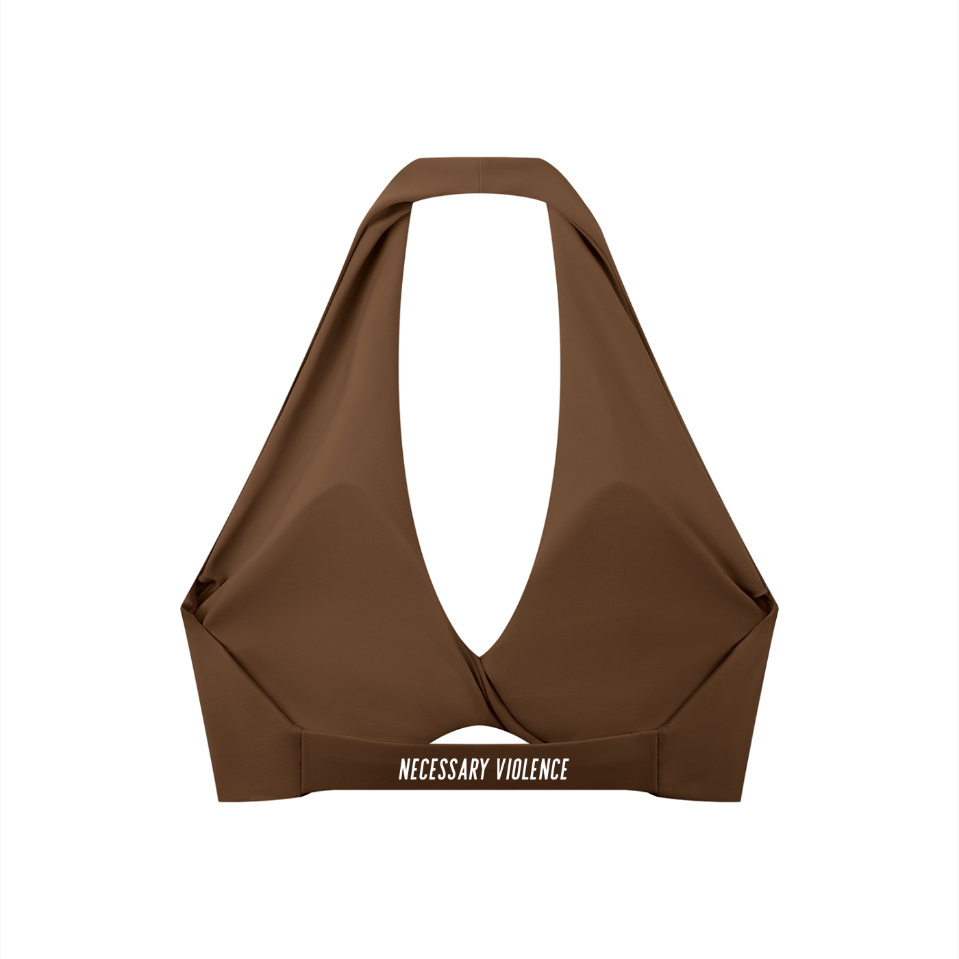 Women's Pleated Halter Sports Bra White Logo