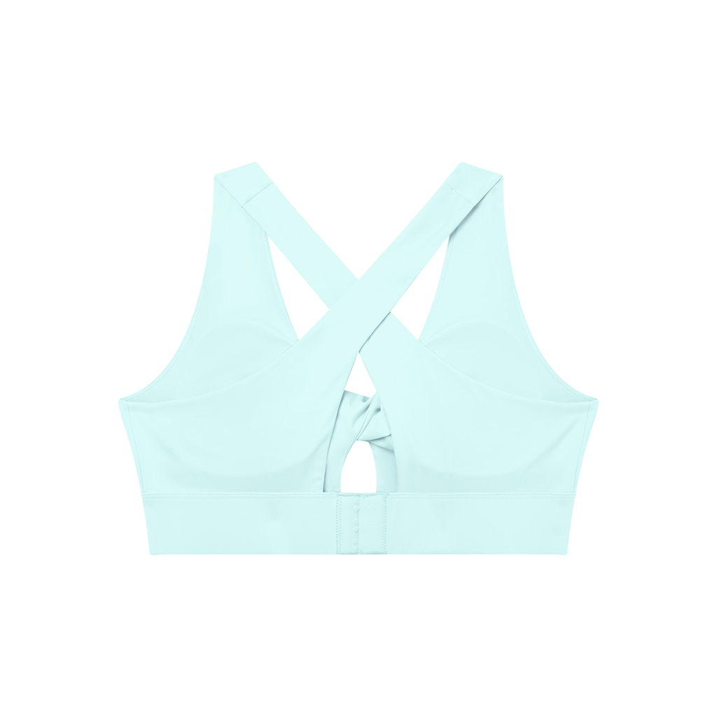 Women's Twist Front V-Neck Sports Bra White Logo