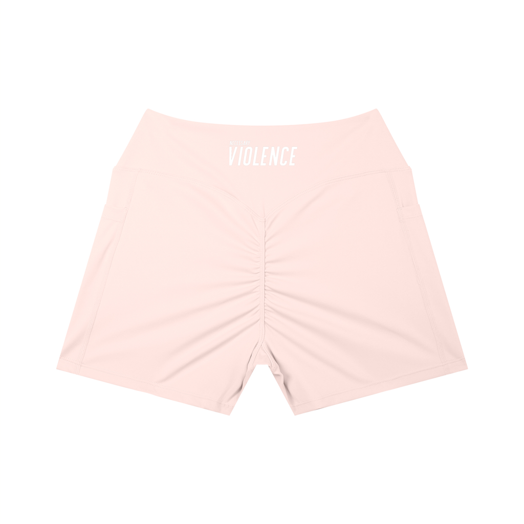 Women’s High Rise Pocket Yoga Shorts White Logo