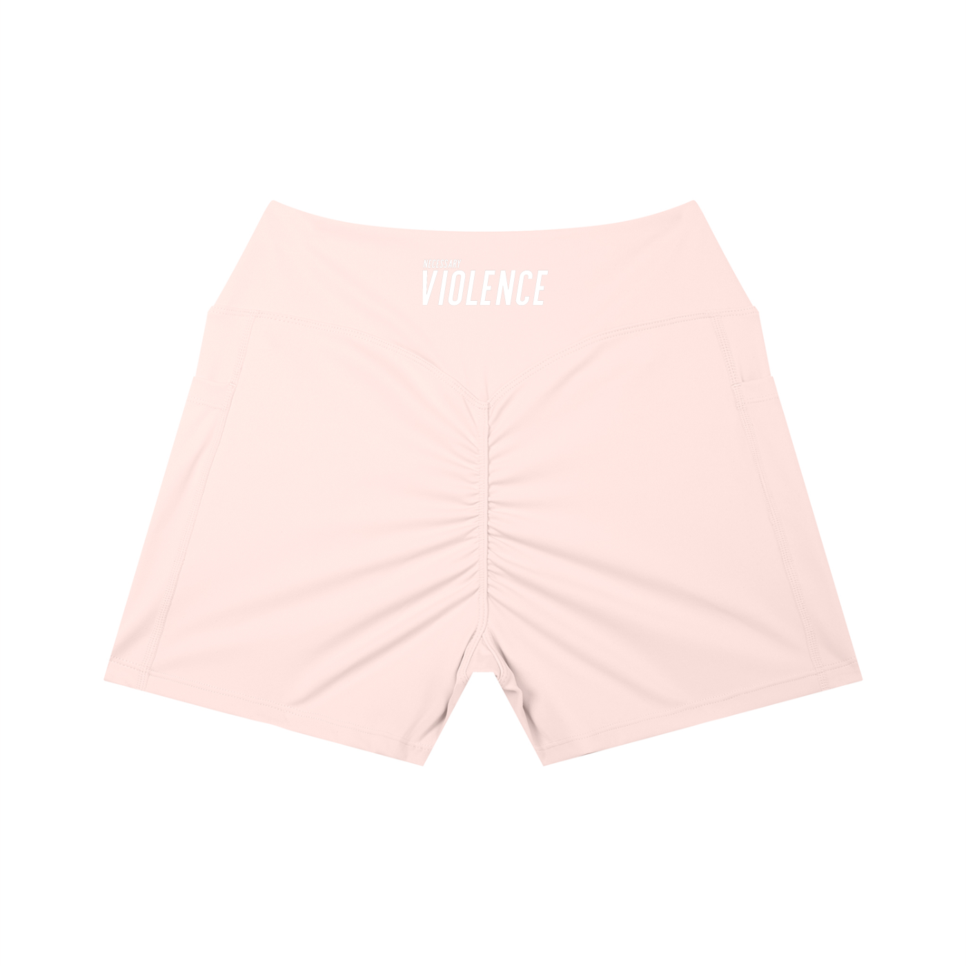 Women’s High Rise Pocket Yoga Shorts White Logo