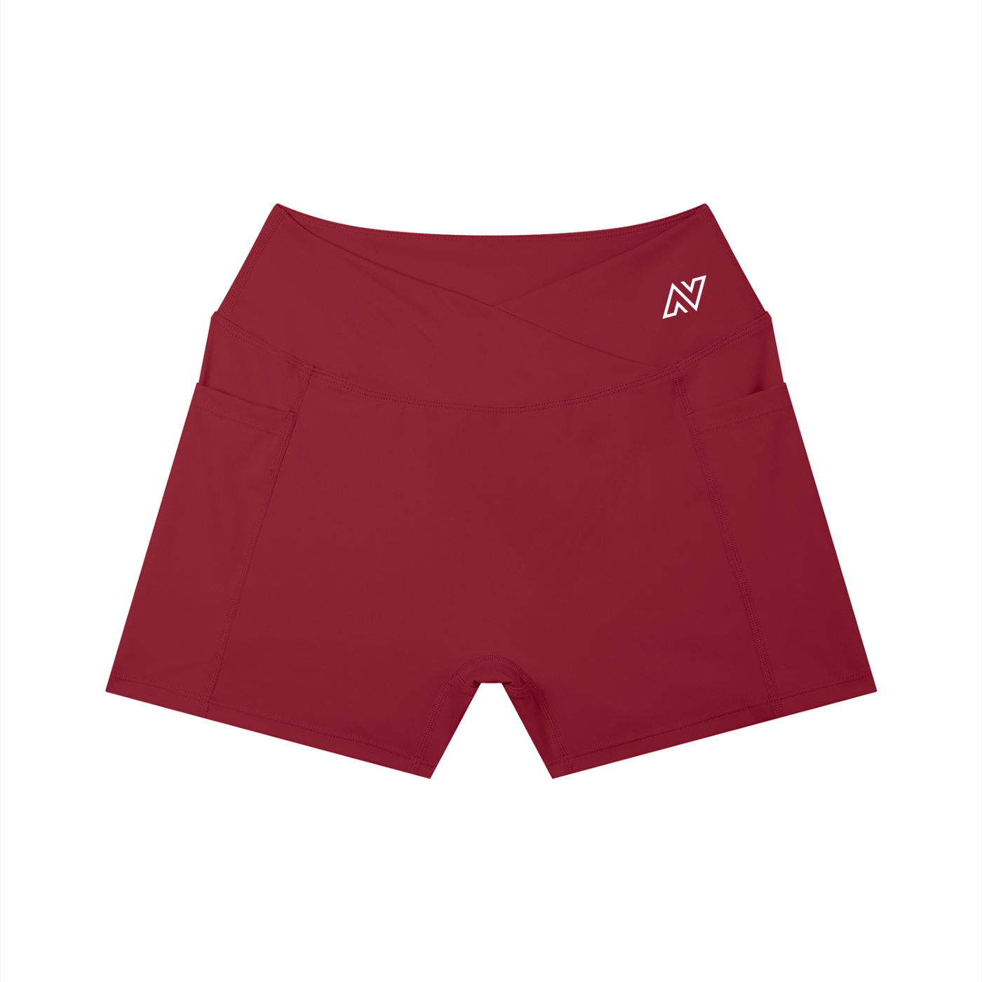 Women’s High Rise Pocket Yoga Shorts White Logo