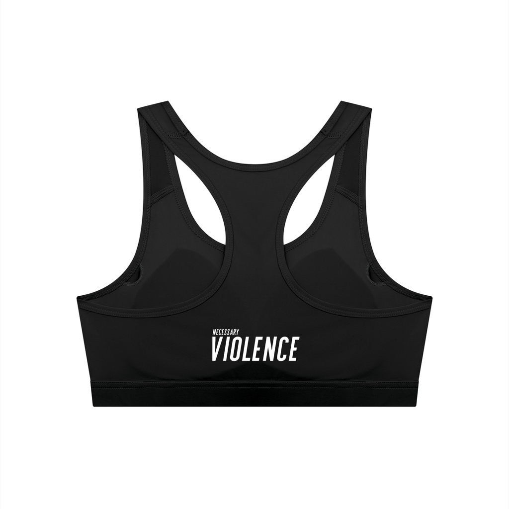 Women's Cropped Sports Bra White Logo