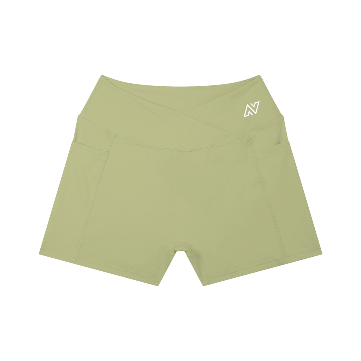 Women’s High Rise Pocket Yoga Shorts White Logo