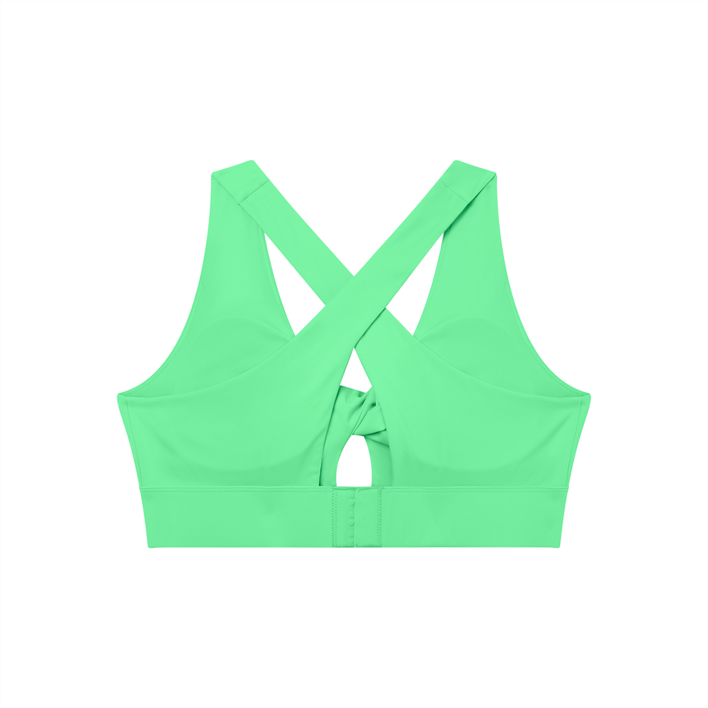 Women's Twist Front V-Neck Sports Bra White Logo