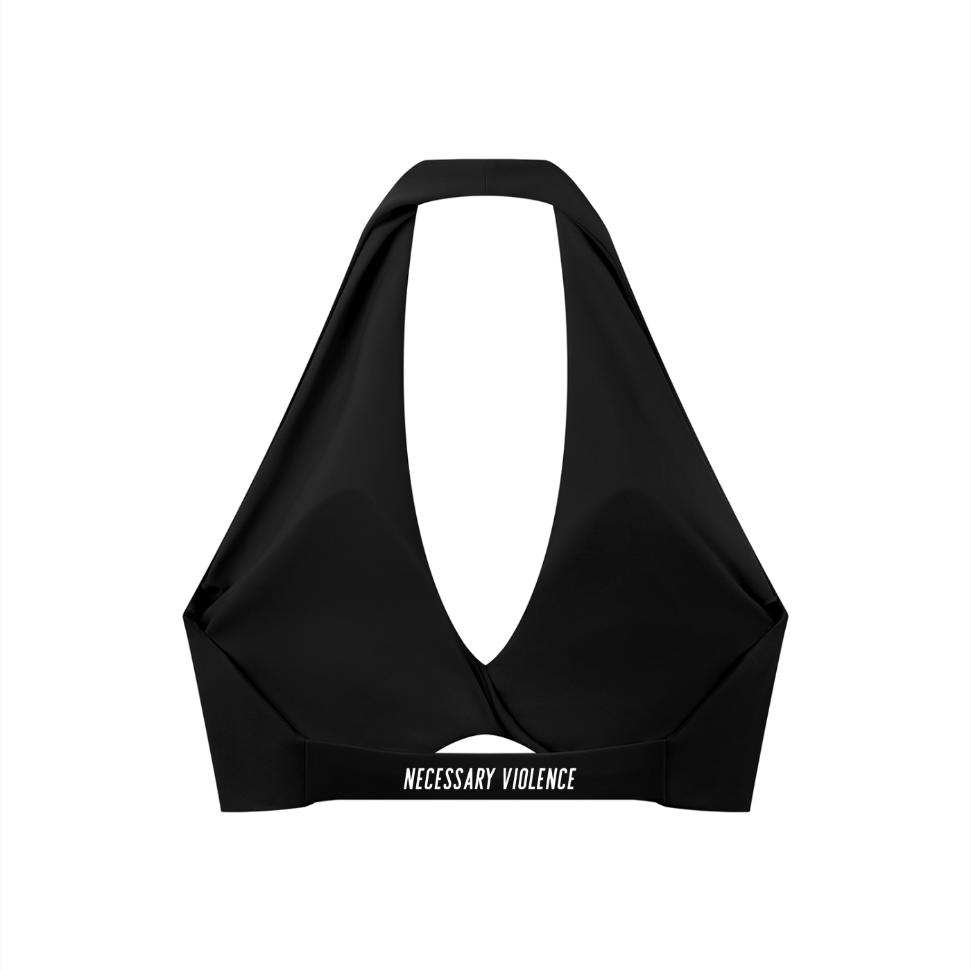 Women's Pleated Halter Sports Bra White Logo