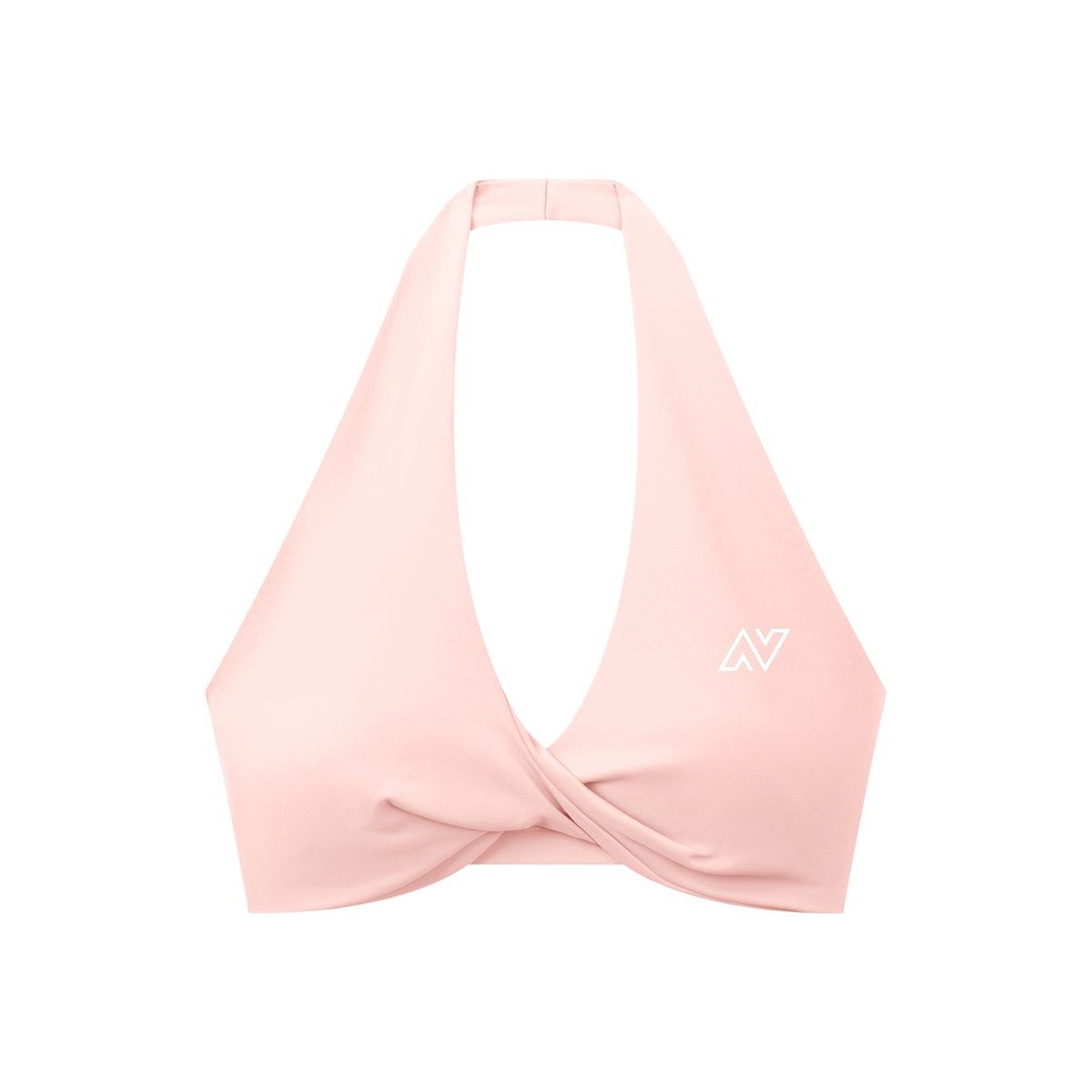 Women's Pleated Halter Sports Bra White Logo