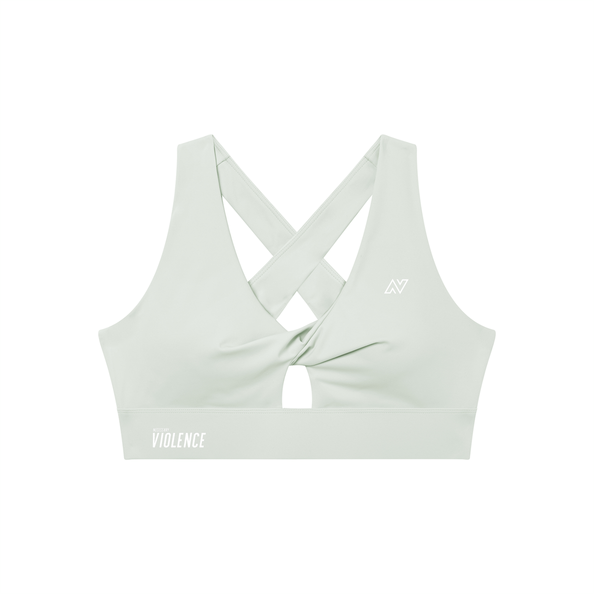 Women's Twist Front V-Neck Sports Bra White Logo