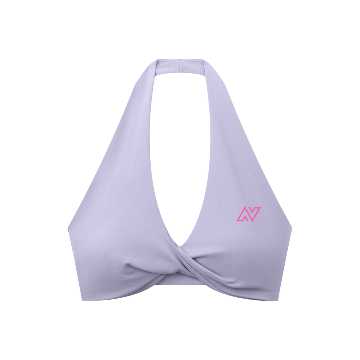 Women's Pleated Halter Sports Bra Pink Logo