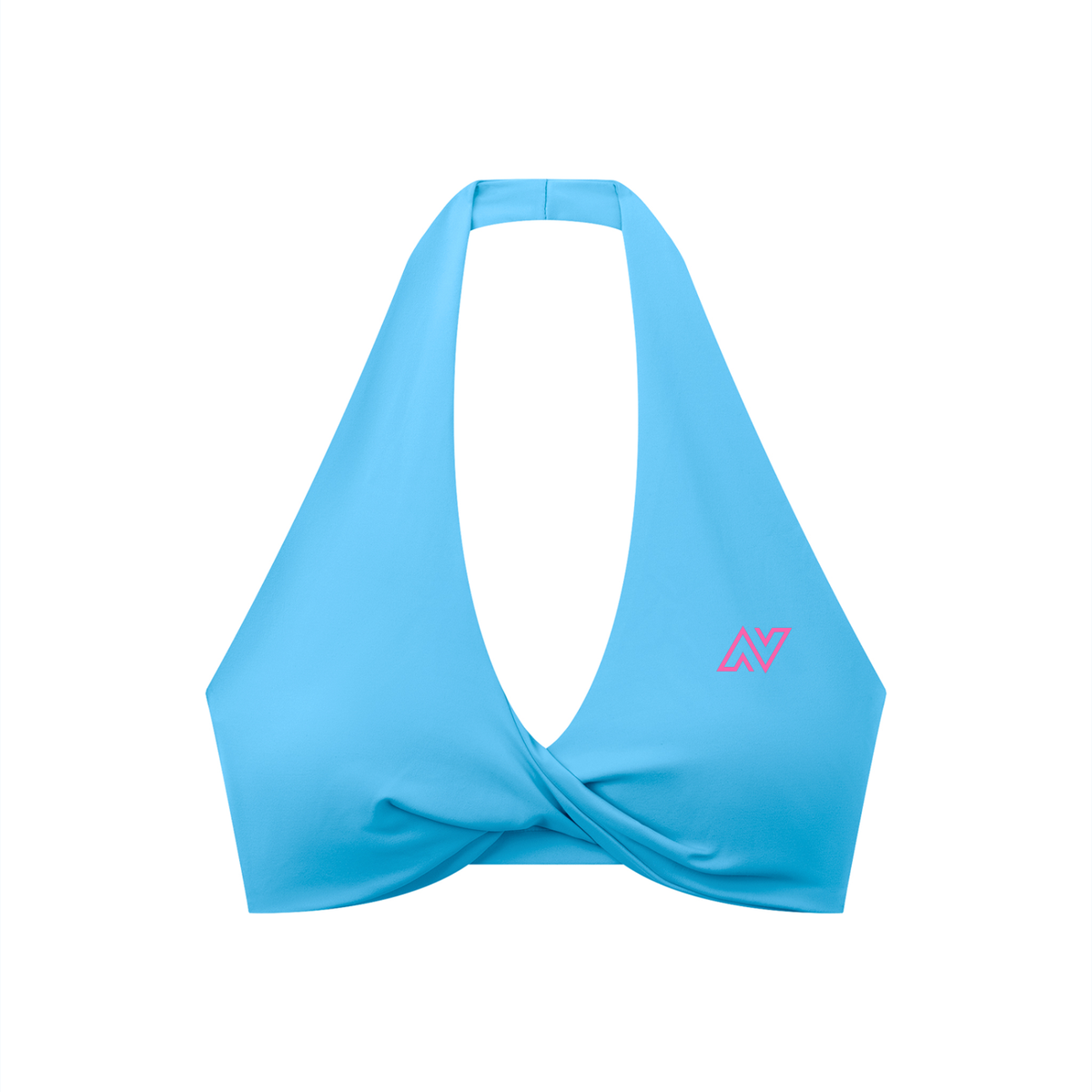 Women's Pleated Halter Sports Bra Pink Logo