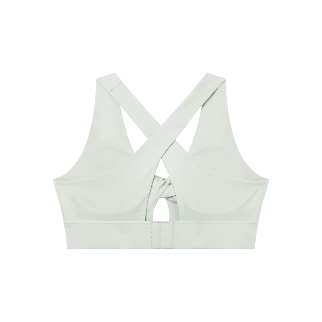 Women's Twist Front V-Neck Sports Bra White Logo